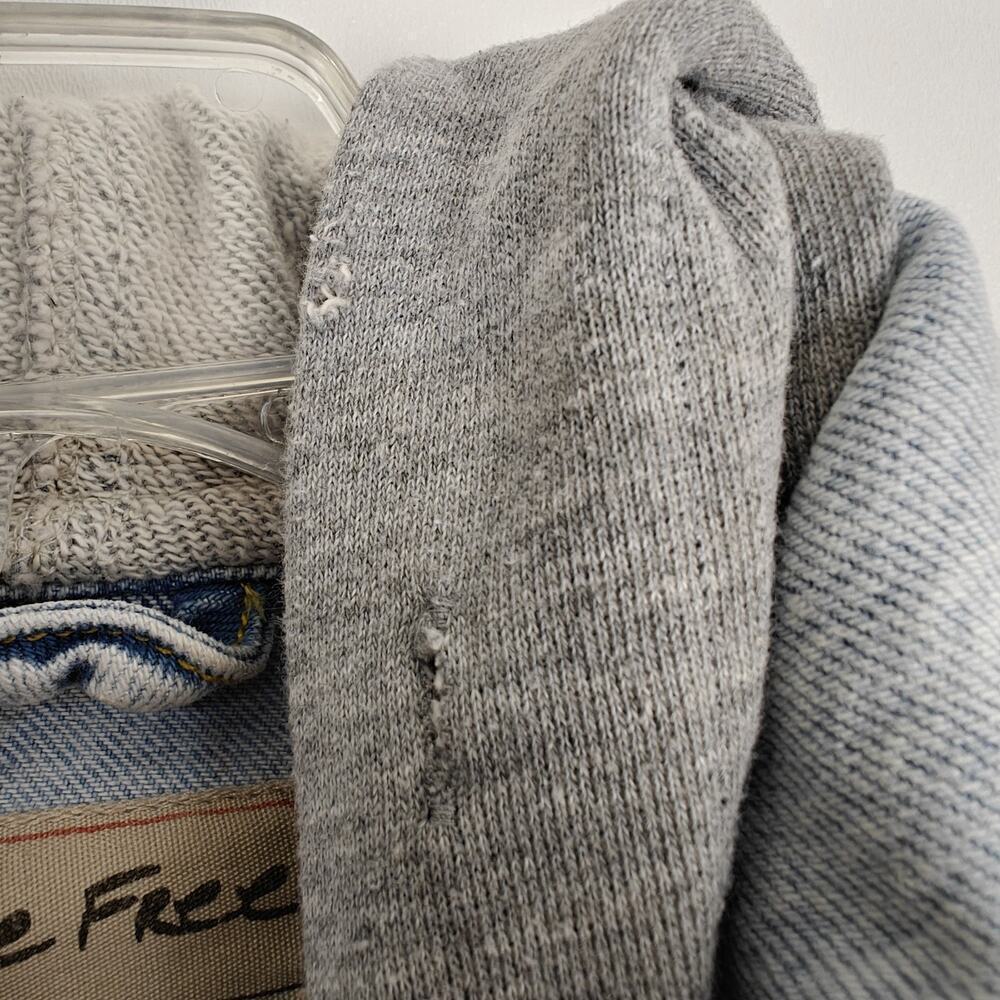 We the Free People Brando Denim Hoodie Jacket Malta Acid Wash Size XS Cropped - Picture 6 of 13